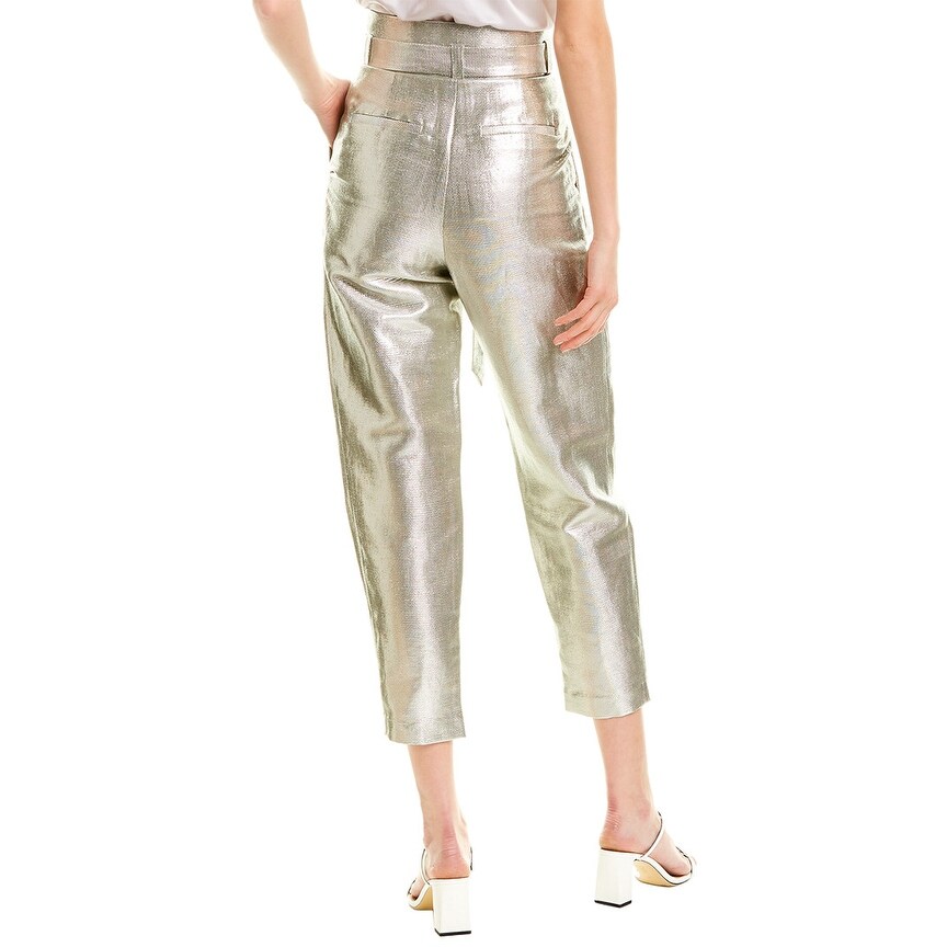 Shop Iro Take Care Linen Blend Straight Pant Silver Overstock