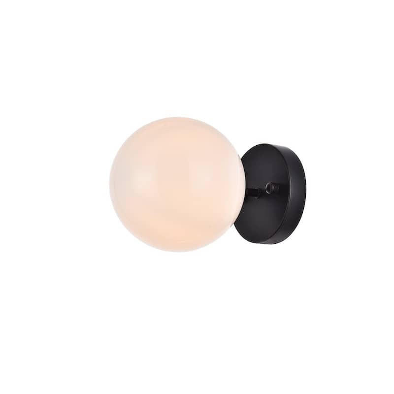 Miko Six inch Dual Flush Mount and Bath Sconce with Frosted Glass - N/A - Black