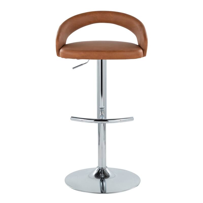 Grotto Upholstered Adjustable Barstool with Chrome Metal - Set Of 3
