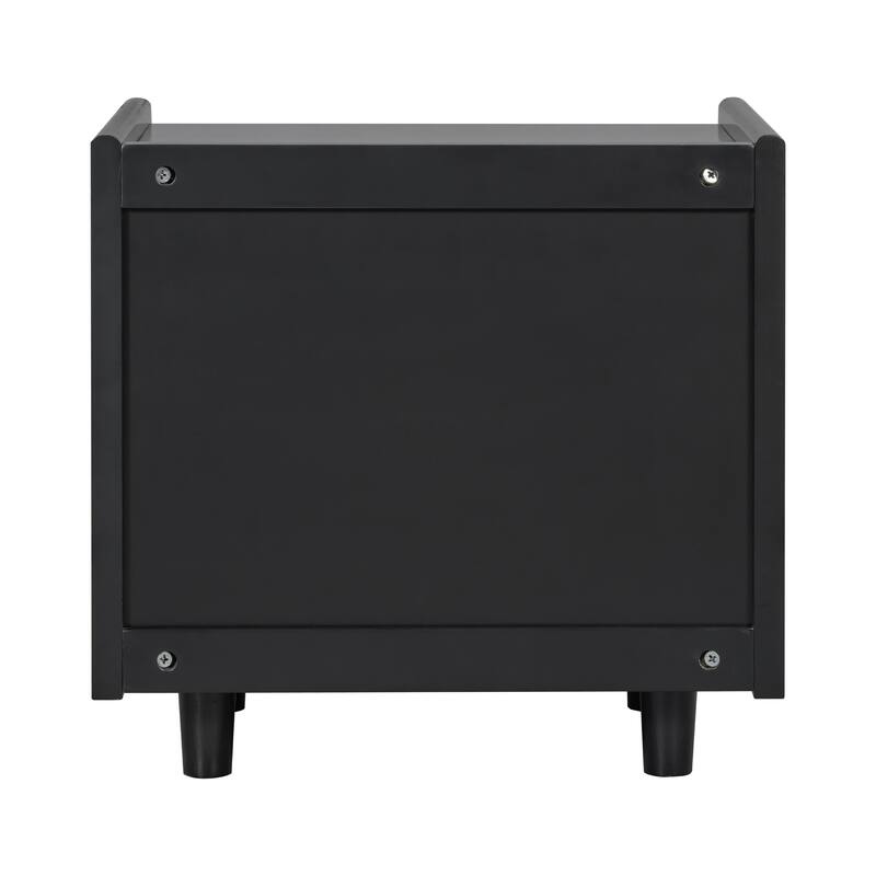 Christopher Knight Home - Zessia Retro 19" Wood Nightstand with Woven Drawer and Open Shelf, Set of 2