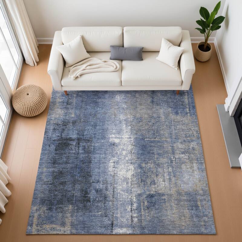 Premium Washable Super Soft Ombre Solid Mayfield Rug - Navy - 8' x 10'