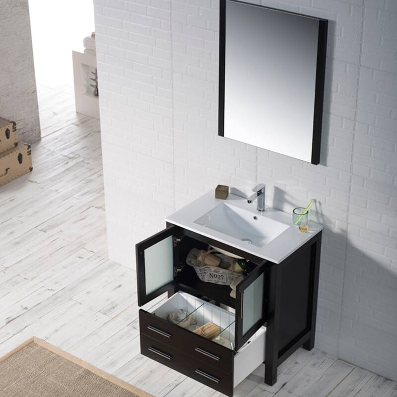 Blossom Solid Wood Double Bathroom Vanity w/ Ceramic Sink & Base