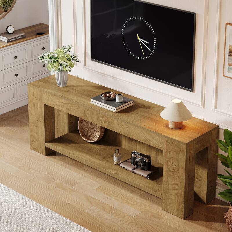 63" Extra Long TV Stand with Storage Shelves, Media Console Entertainment Center for 55/60/65/75-Inch TVs Living Room Bedroom