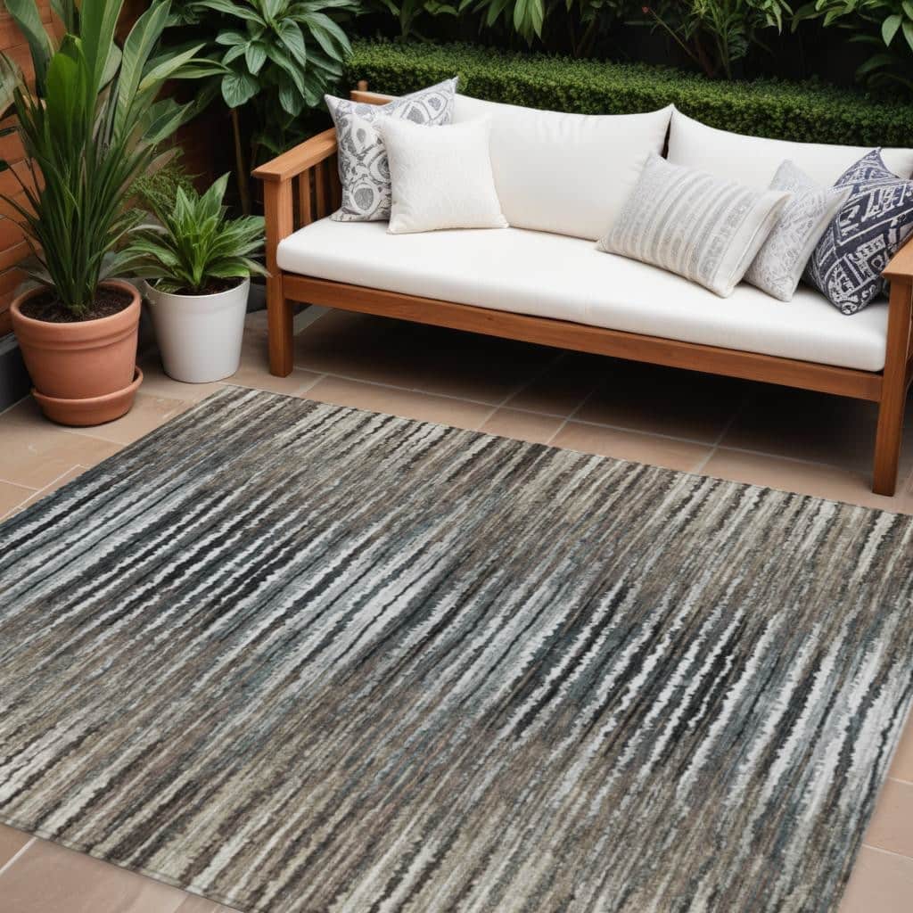 Alsin Stripe Easy-To-Clean Heritage-Inspired Outdoor Rug