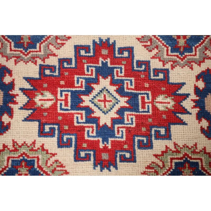 Beige Traditional Kazak Accent Rug Hand-Knotted Wool Carpet - 2'9" x 4'0"