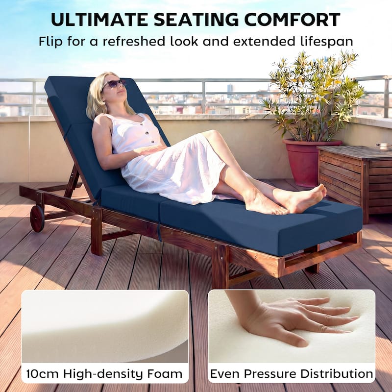 Outsunny Chaise Lounge Cushion, 4" Thick Outdoor Lounge Chair Cushions with Non-Slip Ties