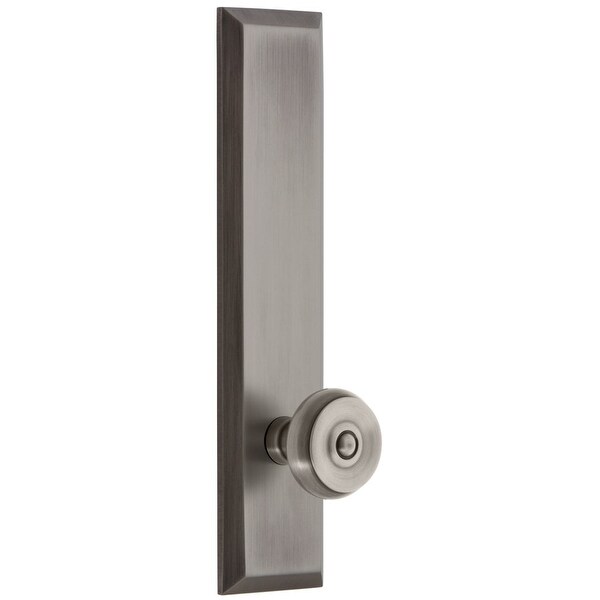Grandeur FAVBOU_TP_PSG_234 Fifth Avenue Solid Brass Rose Tall Plate Passage Door Knob Set with Bouton Knob and 2-3/4" Backset