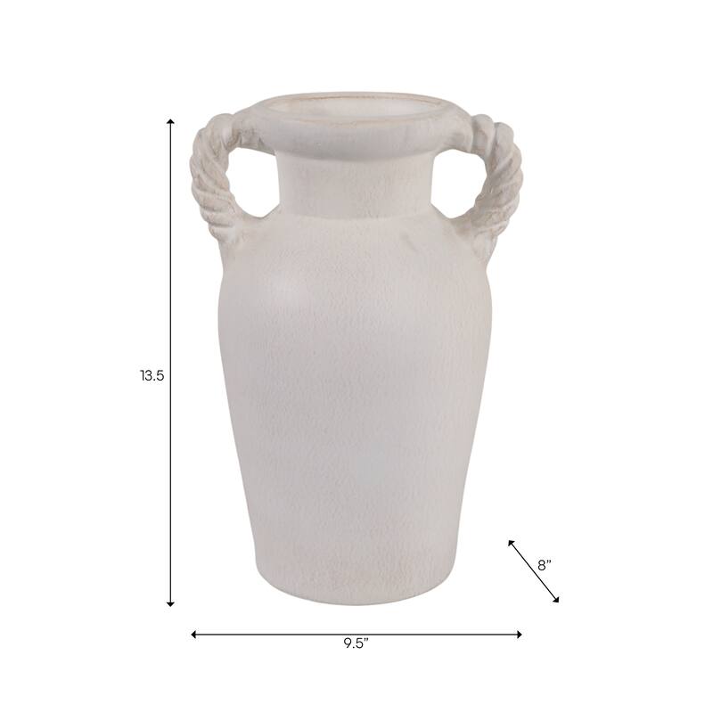 Decorative Textured Amphora Table Vase with Twisted Handles