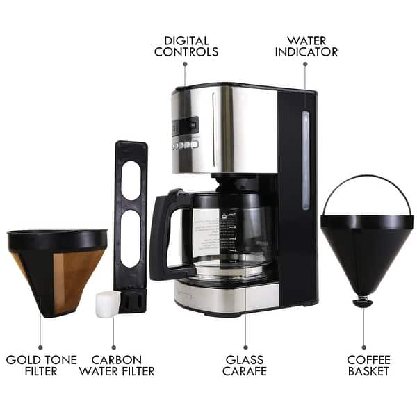 dimension image slide 1 of 2, Kenmore Aroma Control Programmable 12-cup Coffee Maker, Black