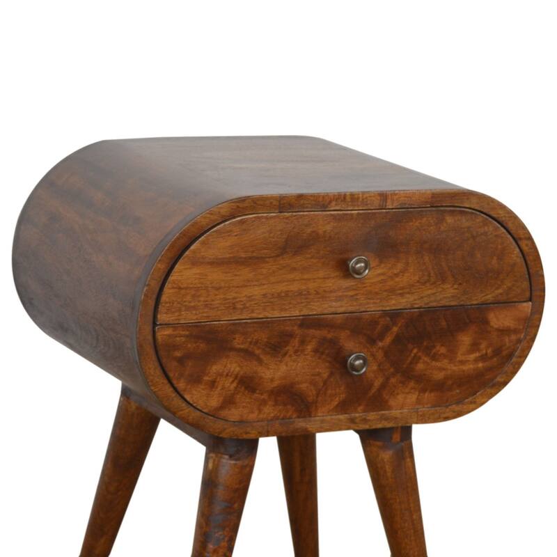 HomeRoots 21" Chestnut Solid Wood Oval Two Drawer Nightstand