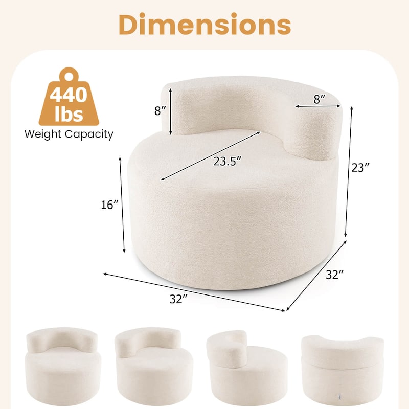 Costway Bean Bag Chair with Soft Teddy Fleece & Curved Backrest for