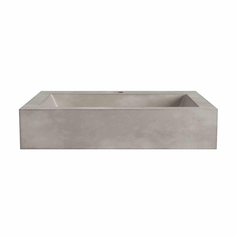 Natoma 24" Wall-Mounted Concrete Rectangular Bathroom Sink - Single Faucet Hole