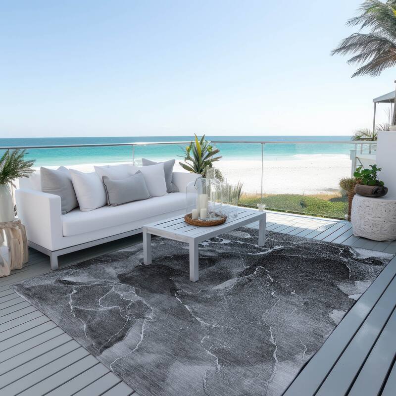 Baro Unique Abstract Weather Resistant Sleek Contemporary Outdoor Rug
