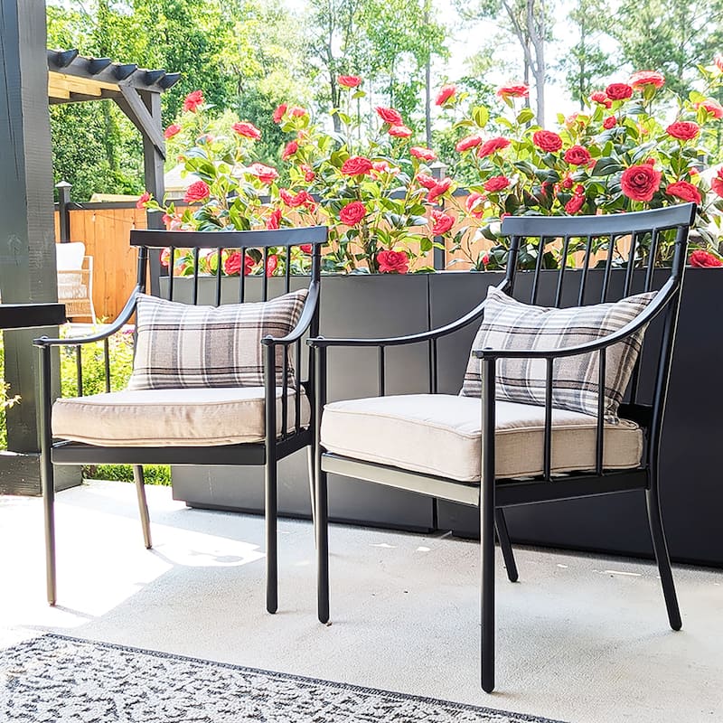 MAISON ARTS Set of 2 Patio Dining Chairs Deep-Seating with Movable Cushions