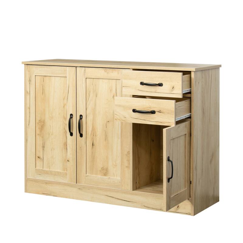 Modern Wood Buffet Sideboard with 2 doors&1 Storage and 2drawers