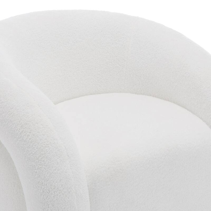 Modern Upholstered Swivel 360 degree Rotation Boucle Barrel Chair