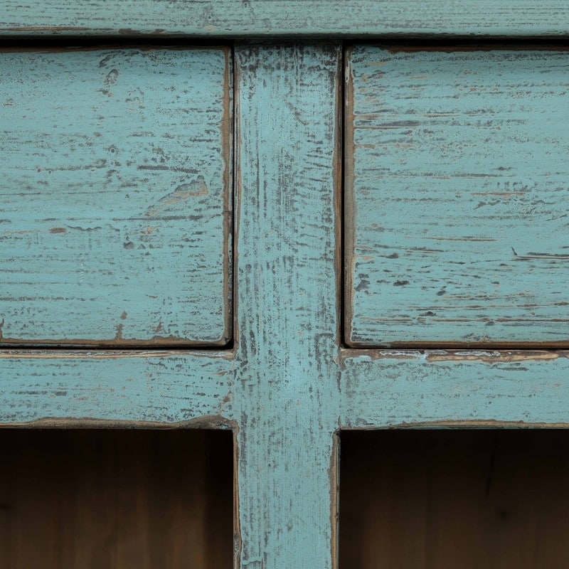 Approx. 91 Inches Wide Counter Table with Three Drawers Distressed Blue