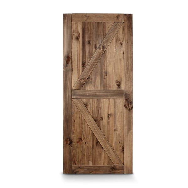 Shop Belleze 36 X 84 Sliding Barn Door Unfinished Arrow Double Side Brown Standard Overstock 29556598
