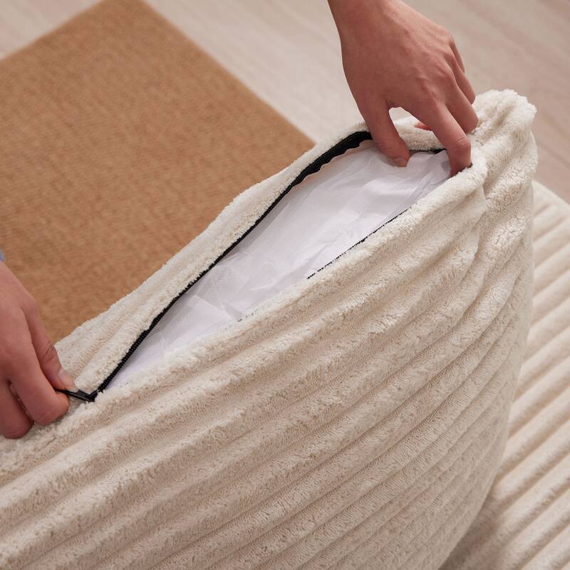 102.76" Corduroy Cloudy L Shaped Sofa with Chaise and Pillows