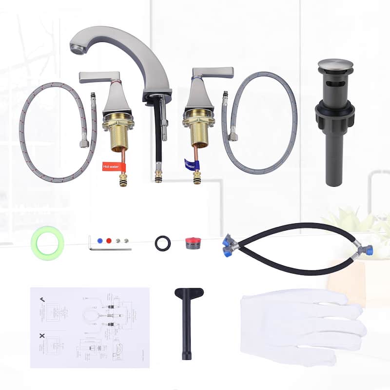 WOWOW 8 in. Widespread Double Handle Bathroom Faucet