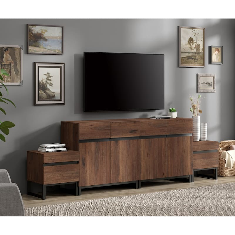 Modern TV Stand for TVs up to 70 Inches, 4-in-1 Entertainment Console with Storage Cabinets and 2 End Table, Media Cabinet