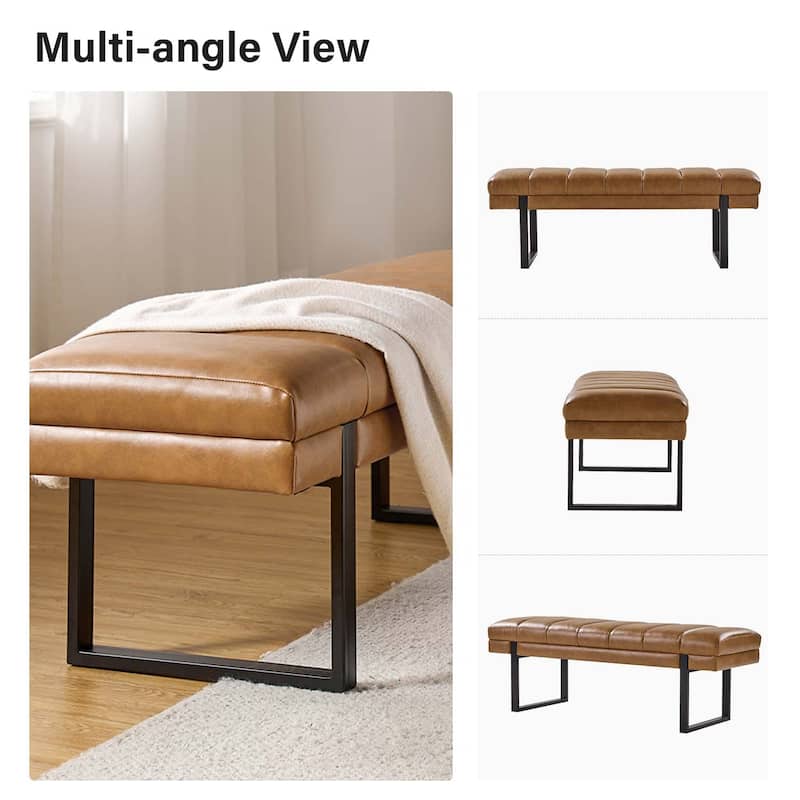 Laurens Modern 52.5'' Channel Tufted Bench with Mental Legs by HULALA HOME