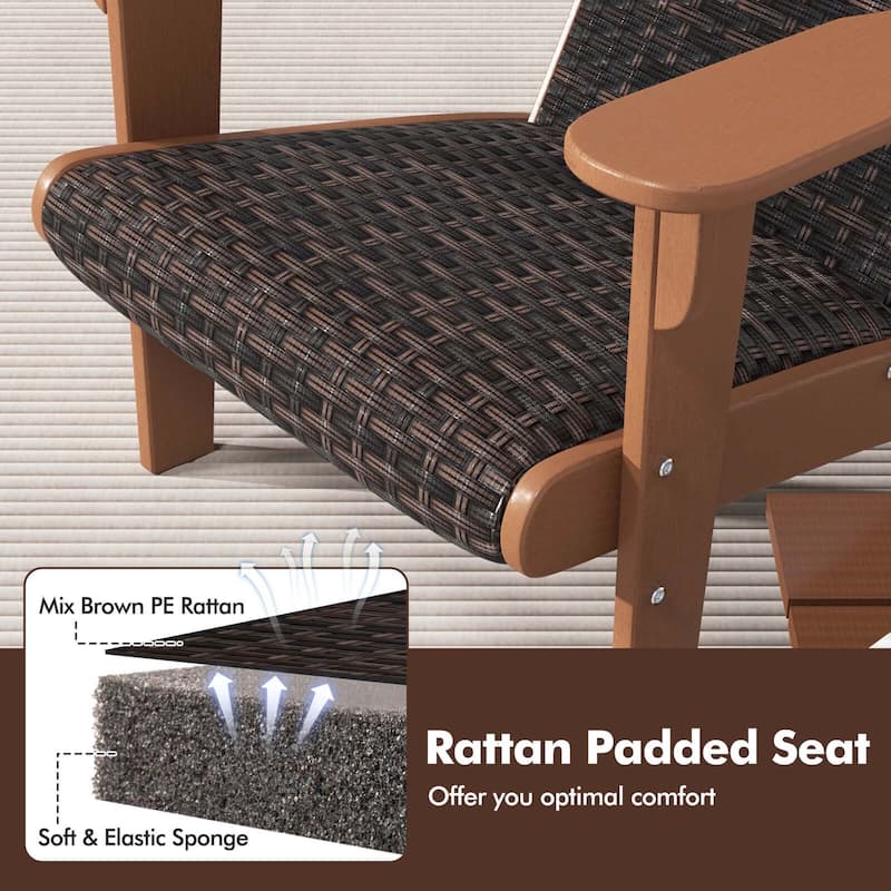 Costway Patio Adirondack Chair with Rattan Padded Seat Wide Armrests & - See Details
