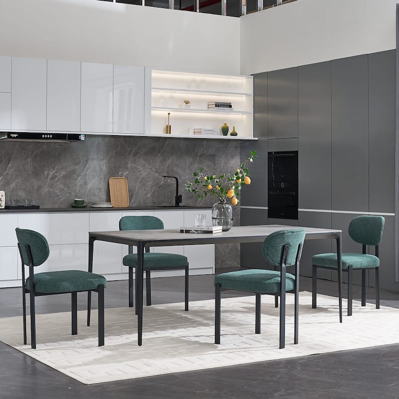 Modern Curved 2 Piece Kitchen Dining Chairs with Cushions, Backrest, Metal Legs for Dining Room Kitchen Living Room Bedroom