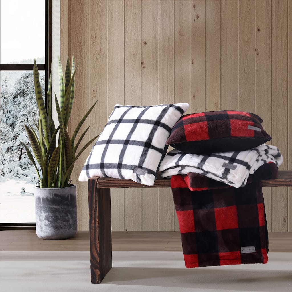Eddie Bauer Faux Fur 2 Piece Throw Blanket & Pillow Set