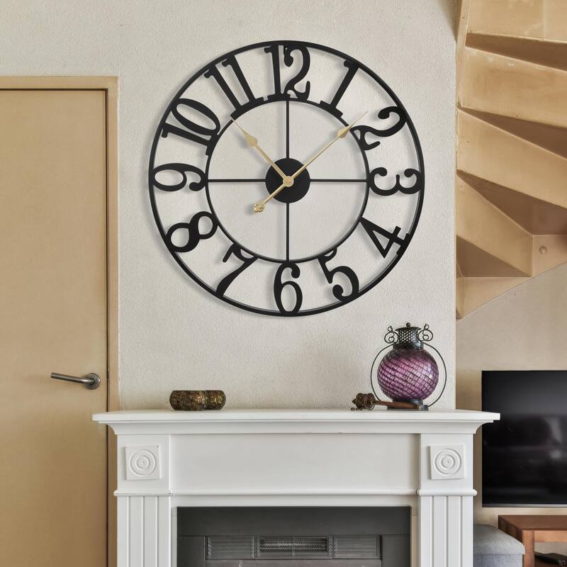 Large Wall Clocks for Living Room Decor, Silent Non Ticking Wall Clocks Battery Operated,18 Inch Decorative Analog Metal