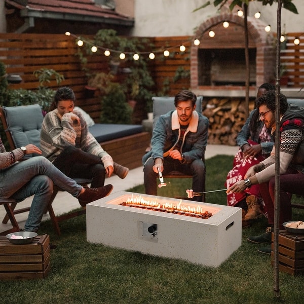 42'' Terrazzo Fire Pit Table 50,000 BTU Rectangle Propane Fire Pit