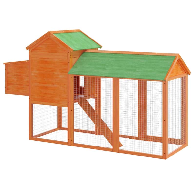 vidaXL Chicken Coop Brown 76"x25.6"x46.1" Solid Wood Pine - 76" x 25.6" x 46.1" (L x W x H)