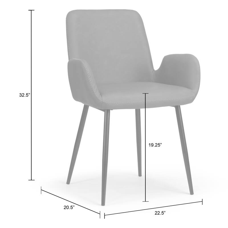 Set of 2 Alrik Brown Arm Chair with Zigzag Stitching Black Metal Legs