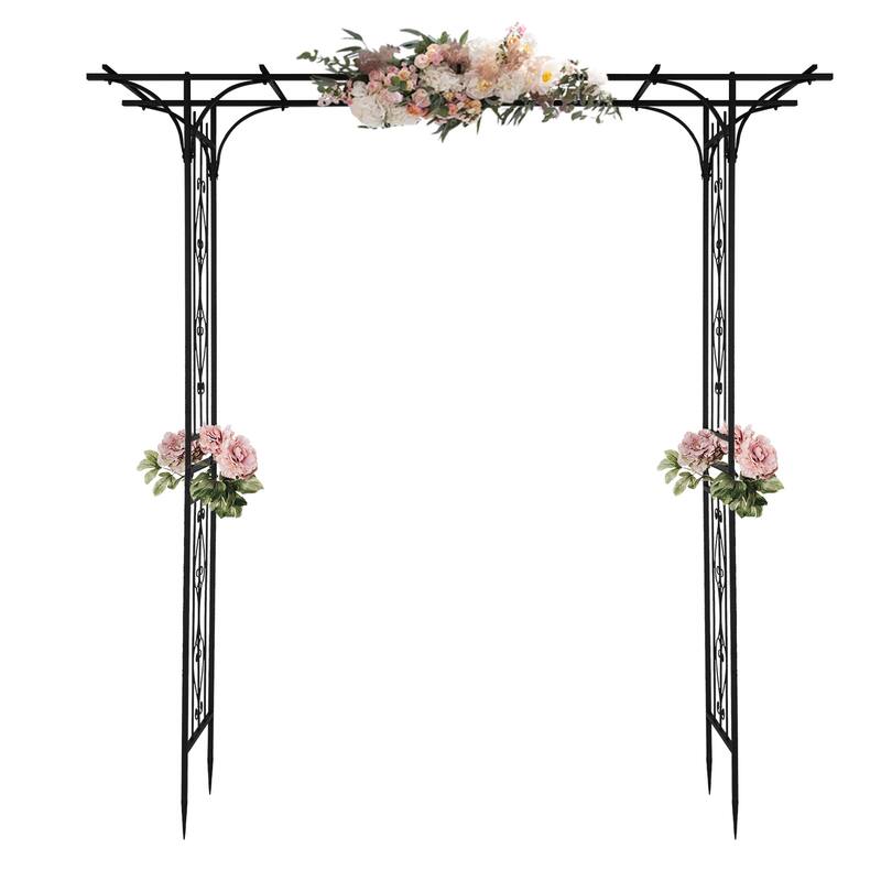 Black Matte Iron Garden Arch for Climbing Plants Vines Roses Backyard or Outdoor Decor - 58.3" x 16.1" x 85"