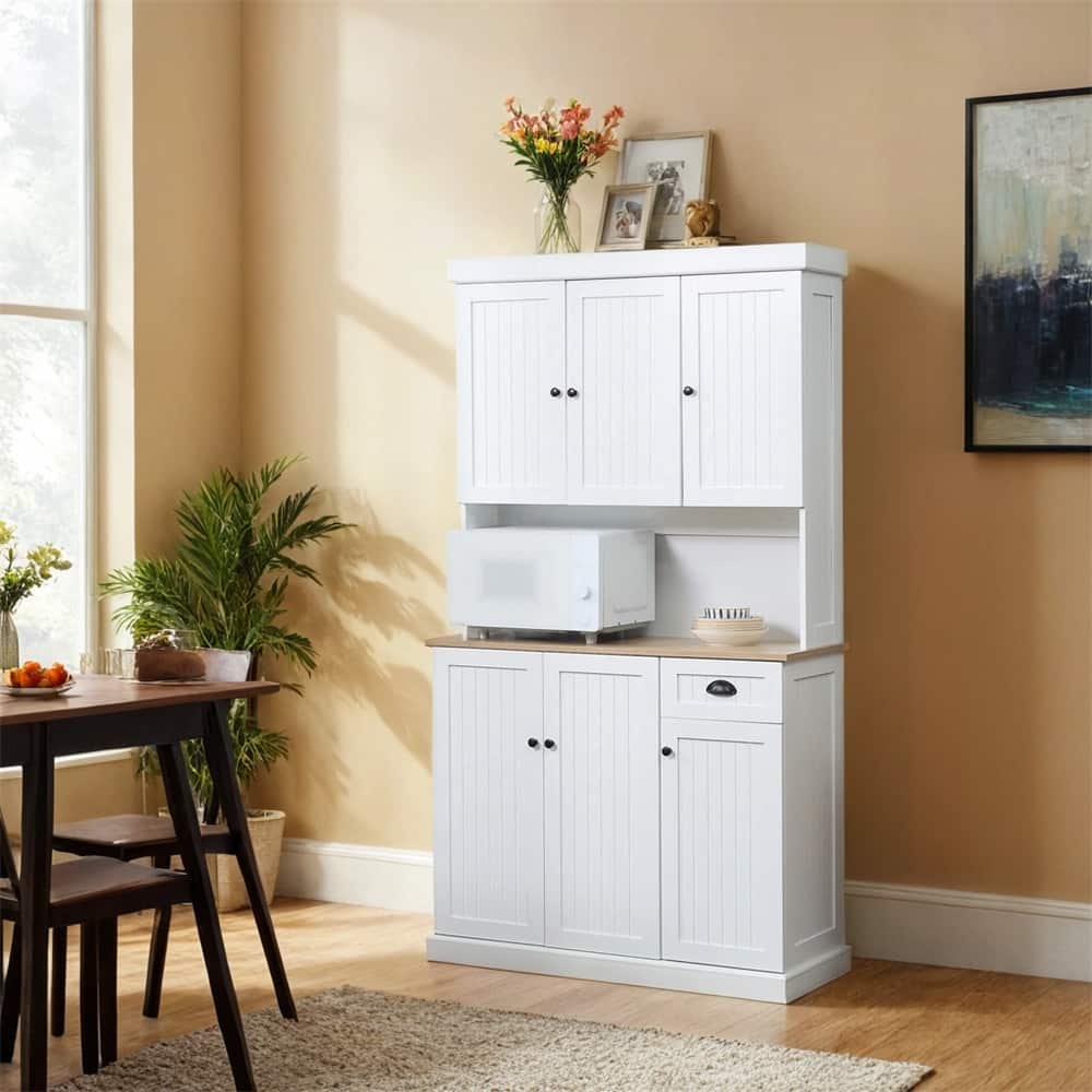 71" Buffet with Hutch,Modern Kitchen Pantry Storage Cabinet w/Drawer