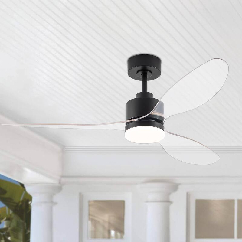 52'' Black Ceiling Fan With Led Lights And Remote Control