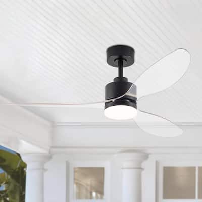 52'' Black Ceiling Fan With Led Lights And Remote Control