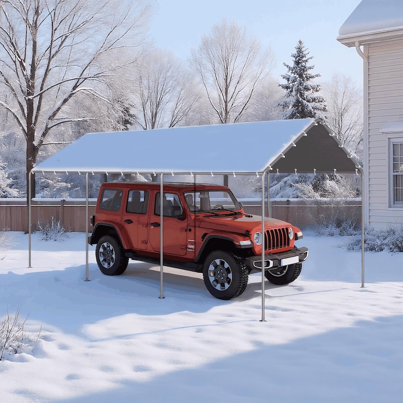 AVAWING Heavy Duty Carport, Waterproof & UV Resistant Outdoor Garage Shelter with Galvanized Steel Frame