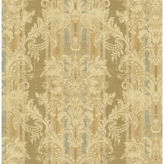 Seabrook Designs Enora Striped Damask Unpasted Wallpaper
