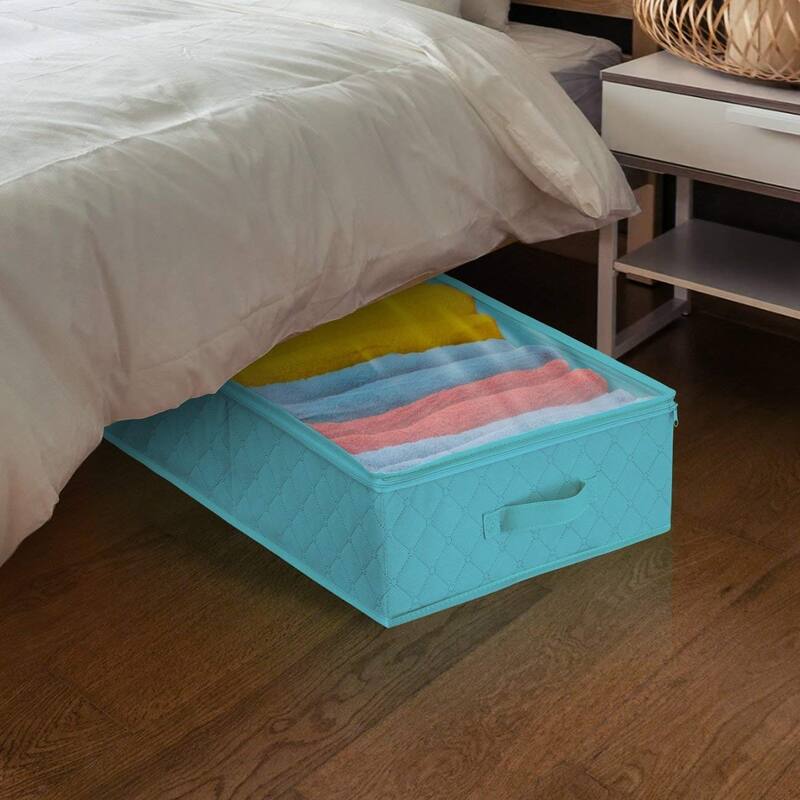 Storage Bags Closet & Underbed Organizer Set, Clear Cover, Foldable with Carry Handles (2-Pack)