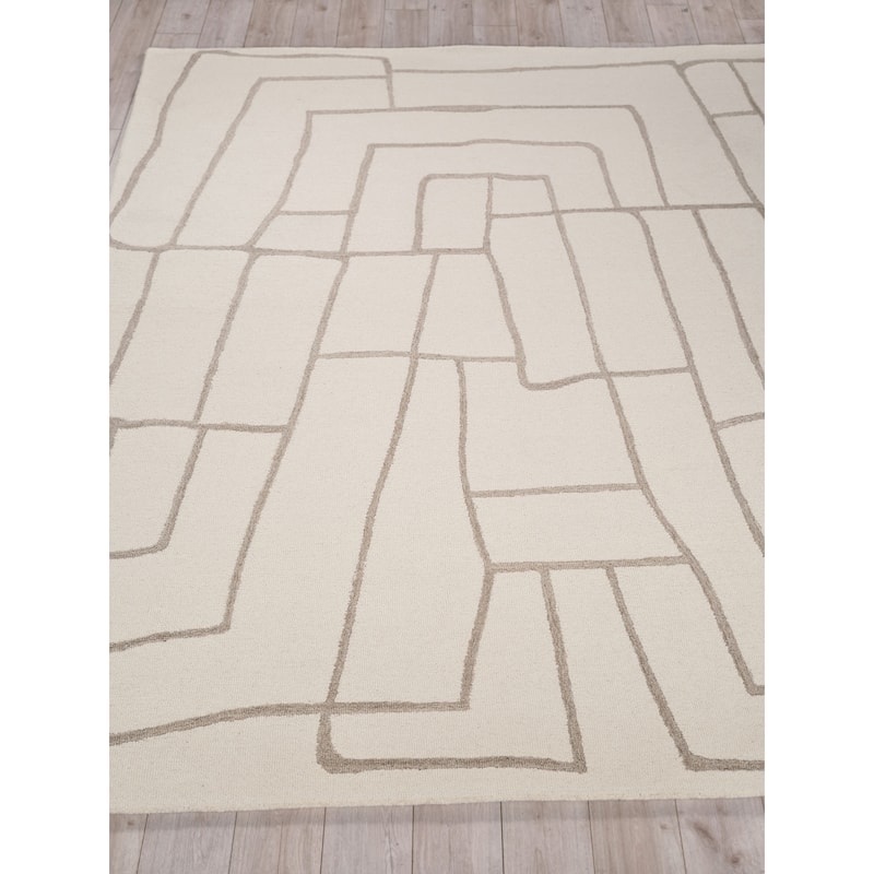 Exquisite Rugs Tangiers Handmade Hand-tufted New Zealand Wool on Canvas Ivory/Beige Area Rug