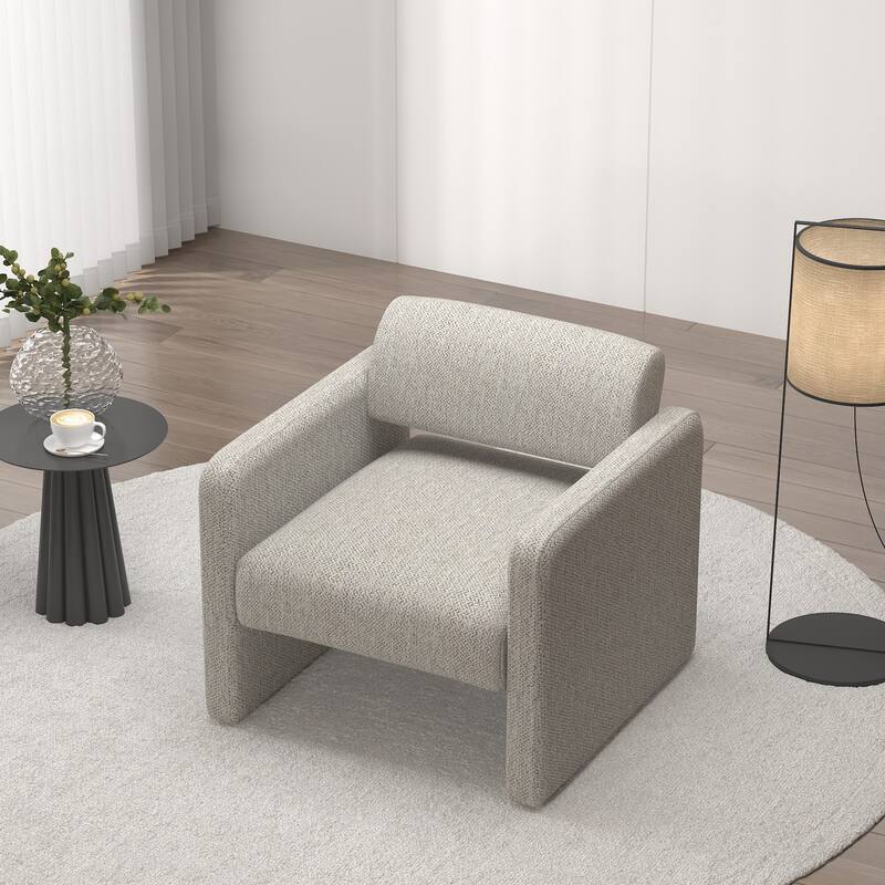 Accent Chair with Wood Frame and Padded Cushion - Dark Beige