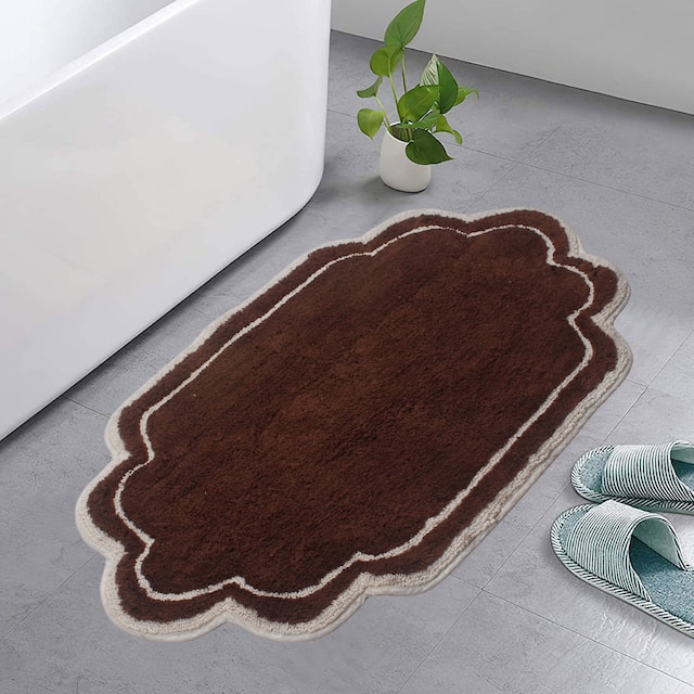 Home Weavers Allure Collection Absorbent Cotton, Machine Washable and Dry Bath Rugs - 21"x34" - Brown