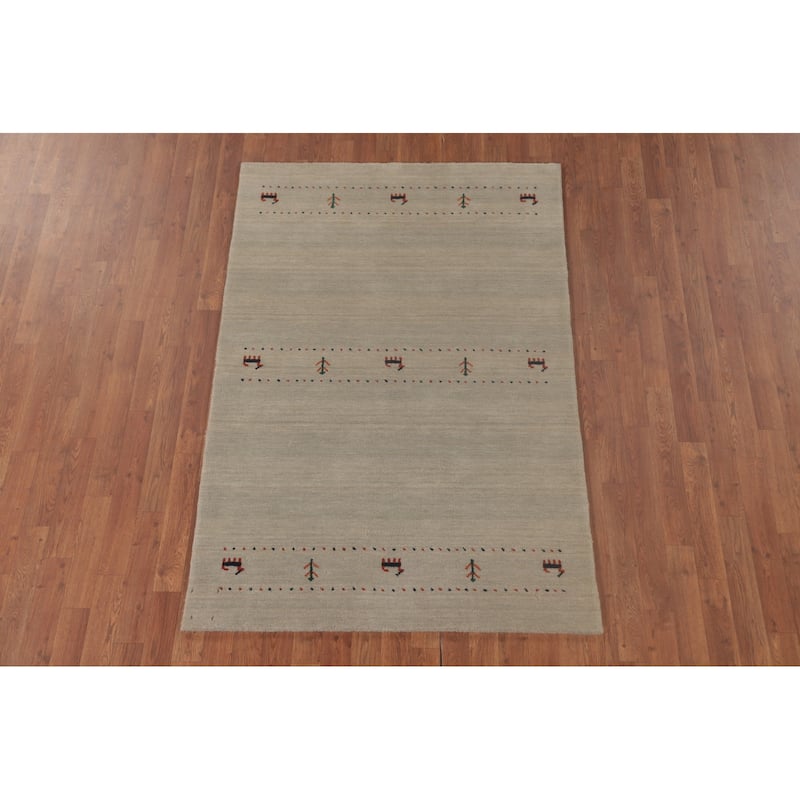 Tribal Animals Gabbeh Oriental Accent Rug Handmade Wool Carpet - 3'10"x 5'10"