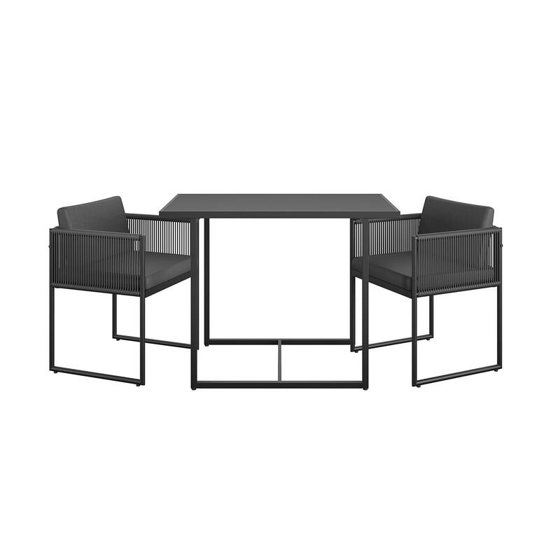 GDFStudio - Modern Nesting Outdoor Bistro Set with Resin Weave