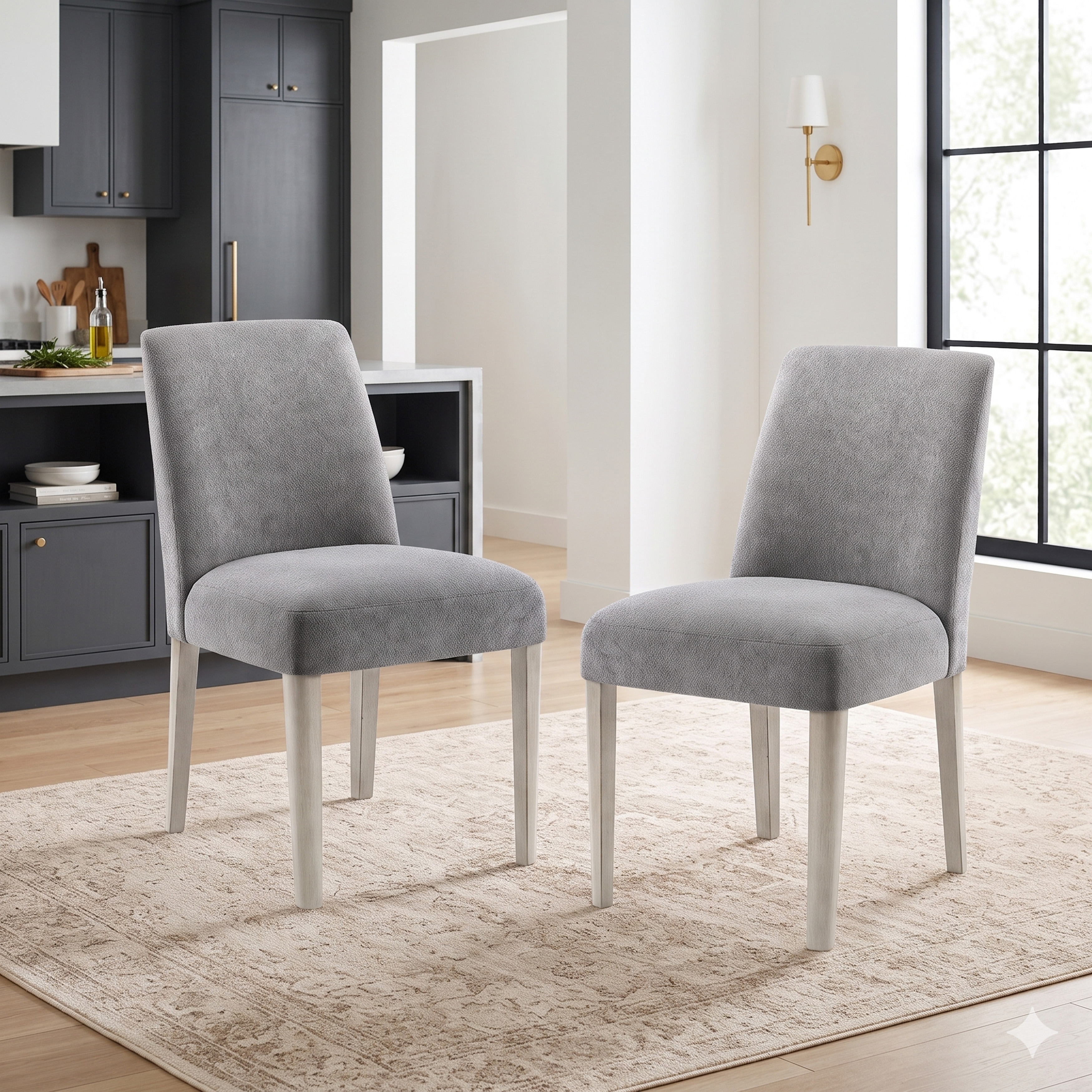Liora Boucle Fabric Upholstered Dining Side Chair (Set of 2)