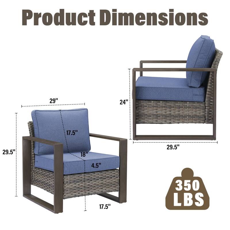 Gymojoy Patio Chairs Set of 2, All Weather Rattan Chair - Grey