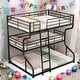 preview thumbnail 1 of 23, Full XL Over Twin XL Over Queen Size Triple Bunk Bed With Ladder for Home Black