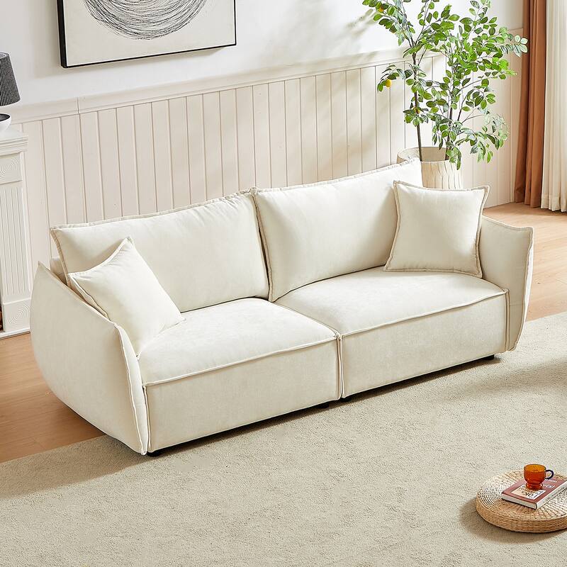 88" Modern Chenille Sofa with Extra 2 Pillows for Living Room