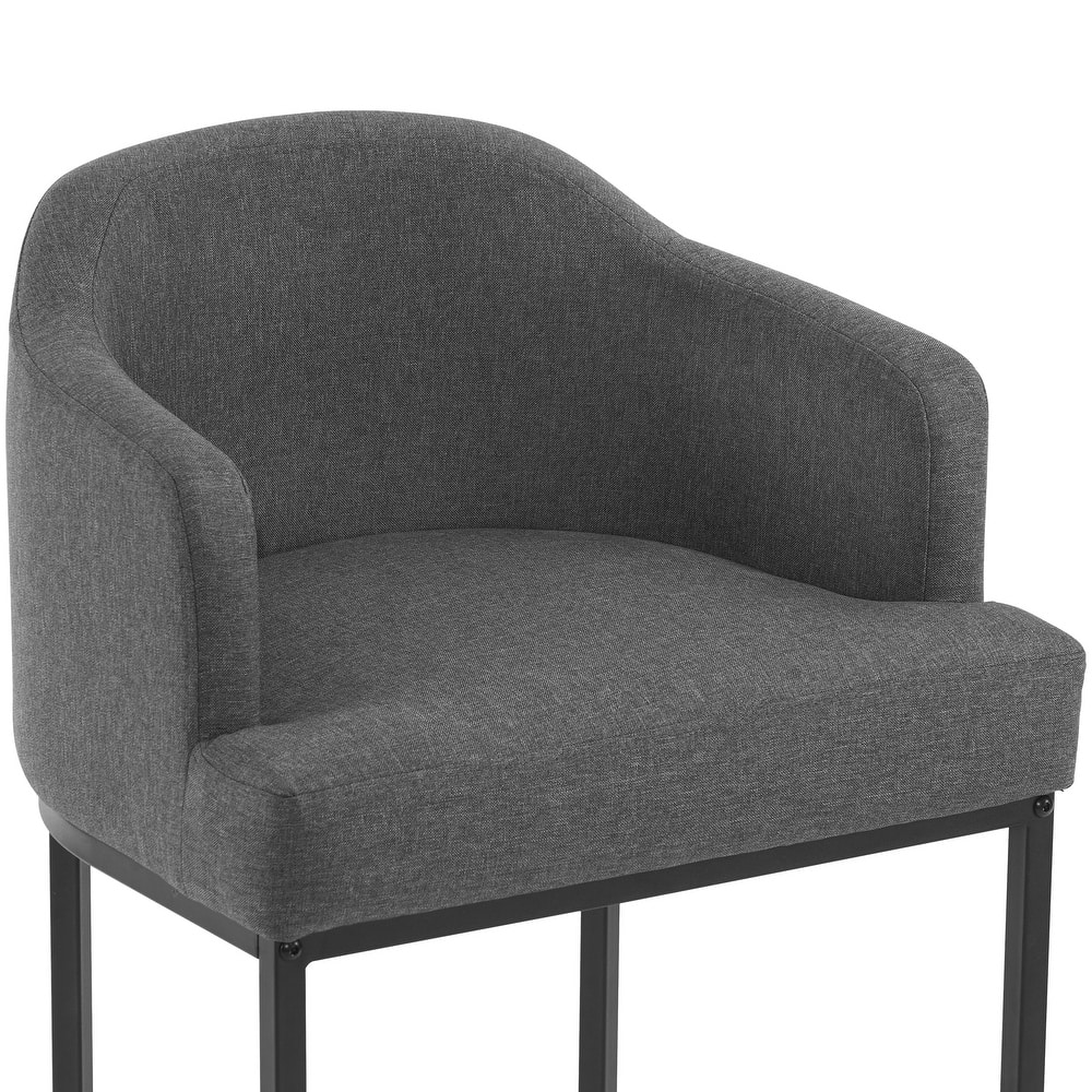 26 in. Counter Height Fabric Upholstered Low Back Bar Stool Modern Kitchen Island Stool with Black Metal Frame